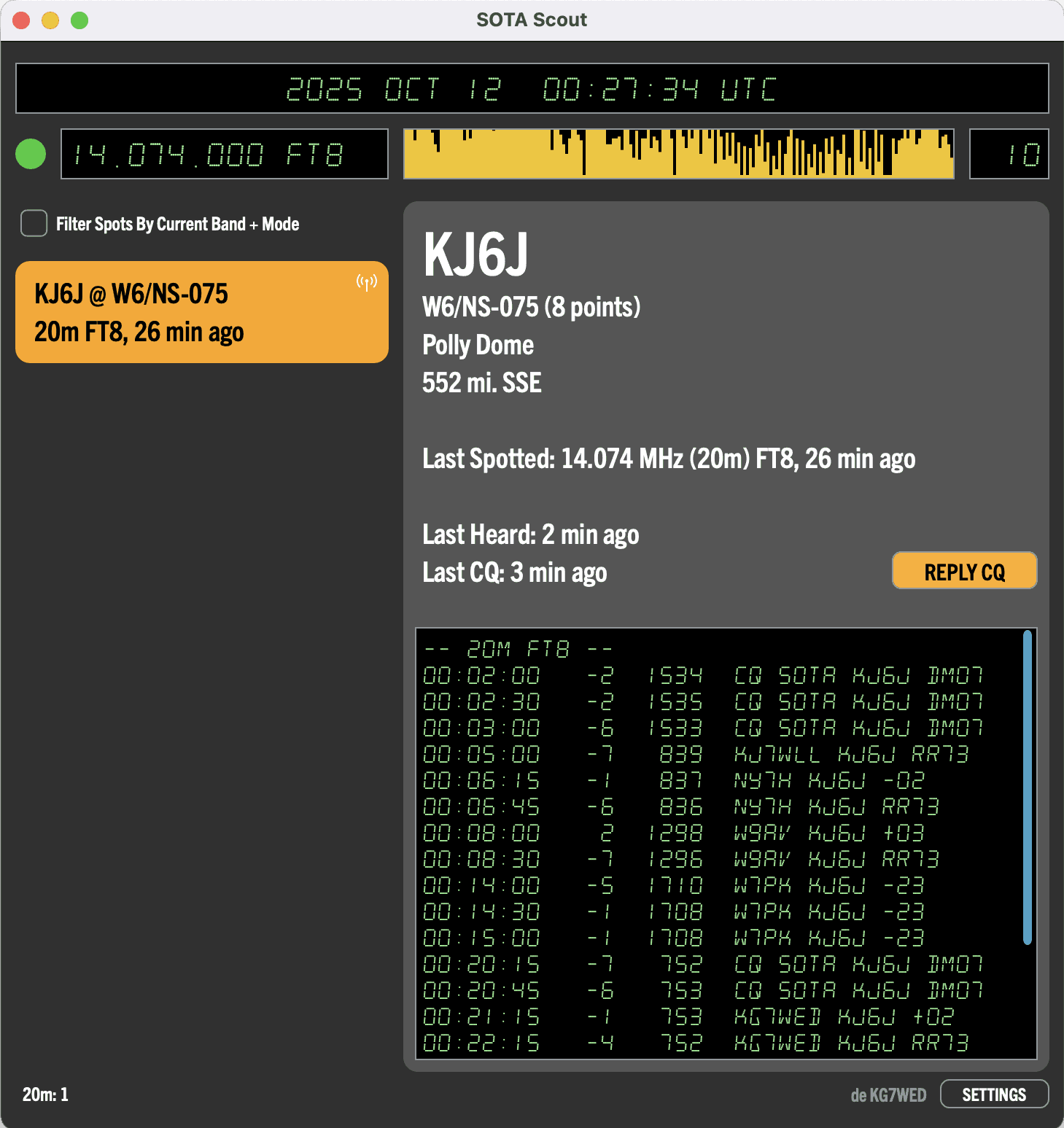 Screenshot of SOTA Scout during a SOTA chase